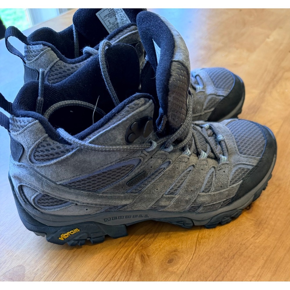 Merrell Moab 2 Mid Waterproof Hiking Boots Womens 8 Granite Grey Suede Vibram